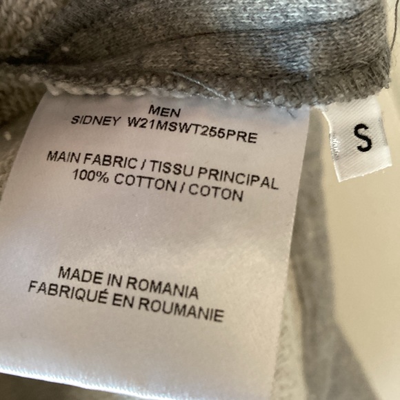 Officine Generale French Terry Button-Up Shirt Sweatshirt Heather Grey Fleece - Picture 6 of 8